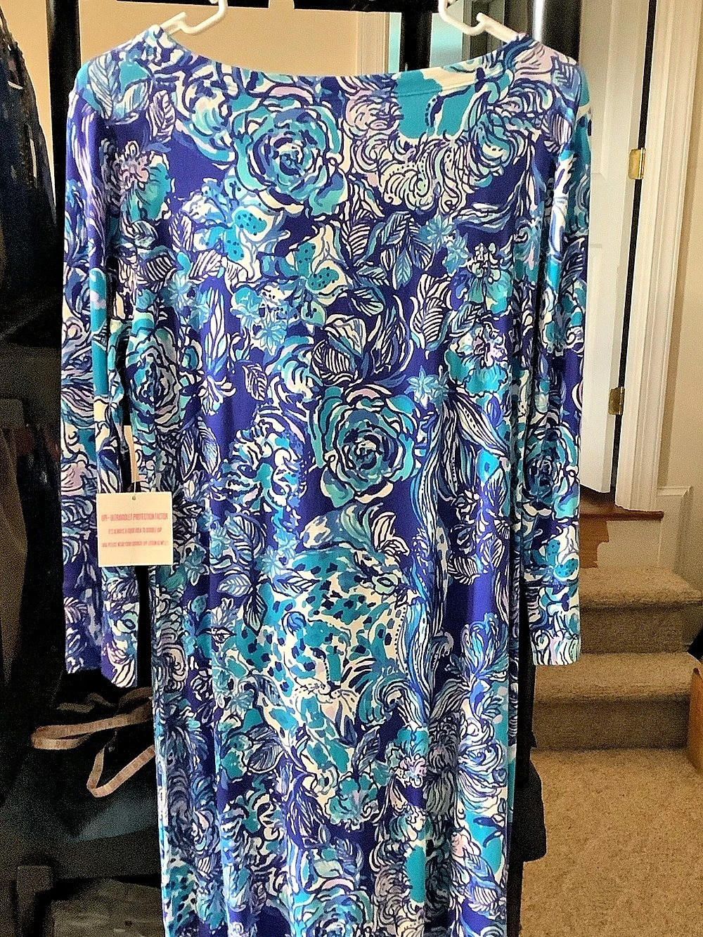 Lilly Pulitzer UPF 50+ Sophie Dress Floral Midi Blue & Purple Medium